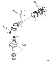 Коленвал, поршни и шатуны 4-Х ТАКТНОГО ПЛМ MERCURY 4 Серийный номер от 0R000001 до 0R067089
